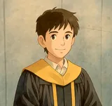 Illustrated portrait of Jun Yan Lim wearing a graduation gown
